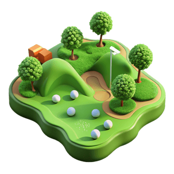 extraordinary minimalist Drone View of Lush Green Golf Course Transparent Background 4K png
