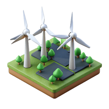 elegant abstract Drone View of Wind Turbines in Field Isolated professional png
