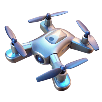 impressive modern Drone with Four Rotors Angled View Transparent Element premium png
