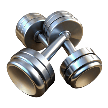 impressive modern Dumbbells Chrome Finish with Transparent Background high quality png
