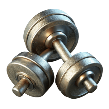 elegant contemporary Dumbbells Cutout with Metallic Texture authentic png