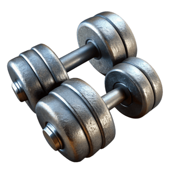 dramatic abstract Dumbbells Cutout with Metallic Texture high resolution png