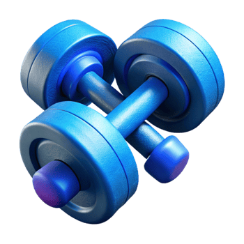 dramatic creative Dumbbells with Blue Handles Transparent Background authentic png