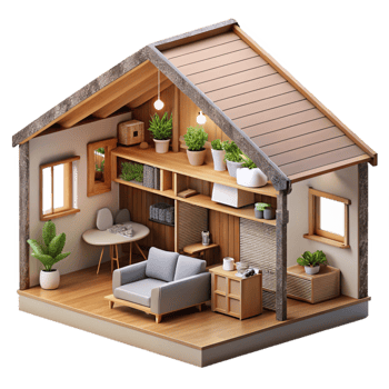 extraordinary contemporary Eco House Cross Section Interior View Isolated Element genuine png