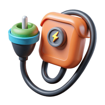 serene vintage Electric Car Charging Cable Connected Transparent Background exclusive png