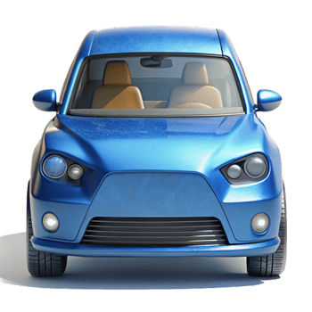 beautiful modern Electric Car Front View Blue Metallic Cutout premium png