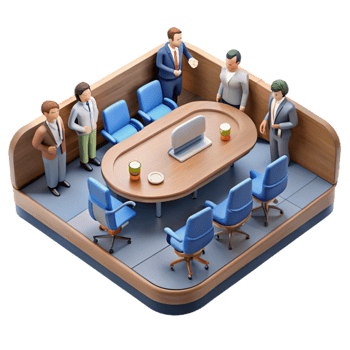 serene rustic Elevated View of Conference Table with Laptops Cutout exclusive png