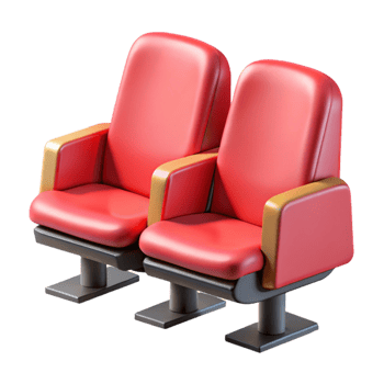 beautiful traditional Empty Auditorium Seats with Red Upholstery Transparent genuine png