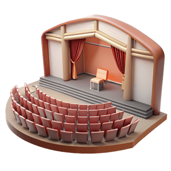 serene contemporary Empty Auditorium with Stage and Seating Cutout high resolution png