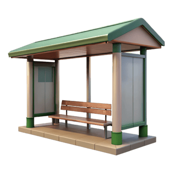 stunning minimalist Empty Bus Stop Shelter Front View Cutout high resolution png