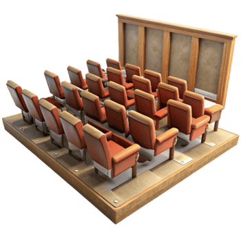 beautiful classic Empty Lecture Hall with Wooden Seats Isolated 4K png