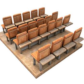 impressive classic Empty Lecture Hall with Wooden Seats Isolated exclusive png