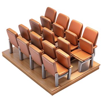 dramatic traditional Empty Lecture Hall with Wooden Seats Isolated genuine png