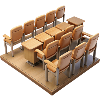 vibrant abstract Empty Lecture Hall with Wooden Seats Isolated premium png