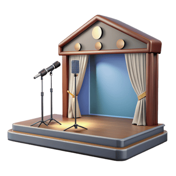 serene minimalist Empty Stage with Spotlights and Microphone Cutout original png