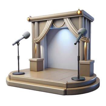 serene creative Empty Stage with Spotlights and Microphone Cutout original png