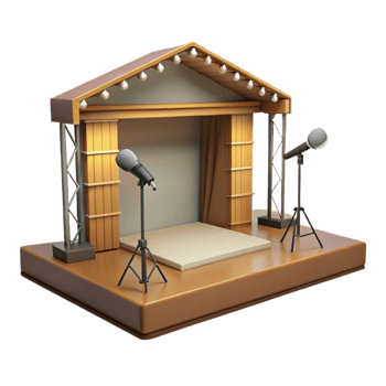 stunning rustic Empty Stage with Spotlights and Microphone Cutout professional png