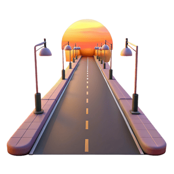 impressive modern Empty Street at Sunset Isolated Element high resolution png