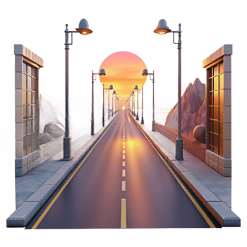 stunning abstract Empty Street at Sunset Isolated Element detailed png