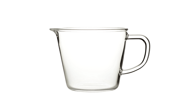 A clear glass pitcher on a black background png