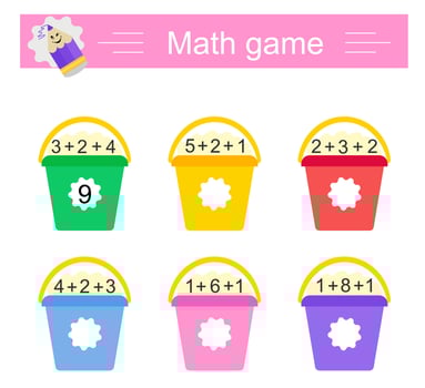 Math game for kids. Preschool worksheet activity. Toys. vector