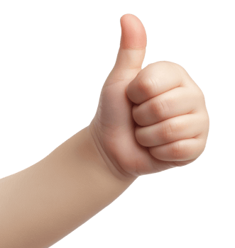 Child hand, thumbs up gesture png