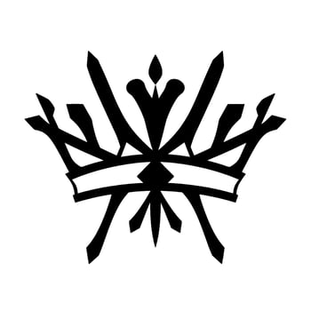 Elegant Black Silhouette Crown with Spiked Elements and Geometric Structure on White Background. vector