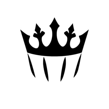 Minimalist black crown illustration on a crisp white background, symbolizing royalty, power, and elegance, featuring a simple yet striking . vector