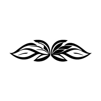 Symmetrical black botanical abstract on white background, creating a visually balanced floral composition. vector