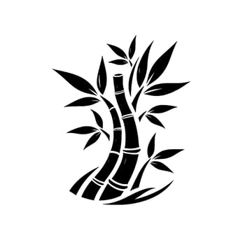 Serene Black and White Illustration of Bamboo Stalks and Leaves, Minimalist , Tranquil Aesthetic, for Zen or Asian themes. vector
