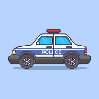 Side view of police car, cartoon style vector