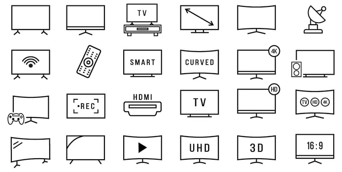 Smart tv technology icons set vector