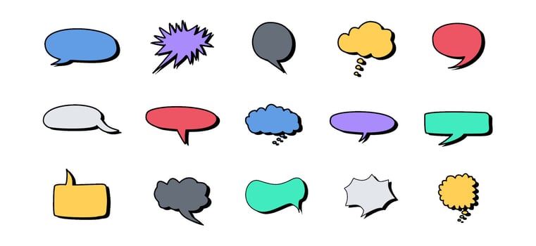 A set of speech bubbles with different colors vector