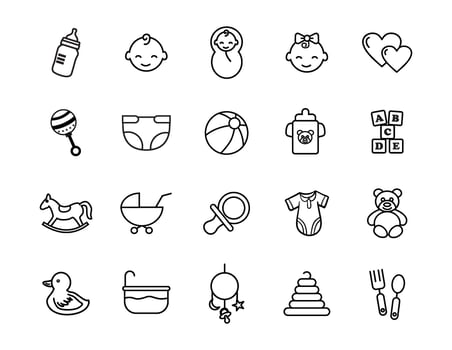 Baby icons set - line icon set vector