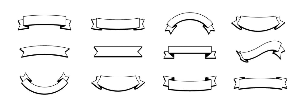 Set of black and white ribbons and banners vector