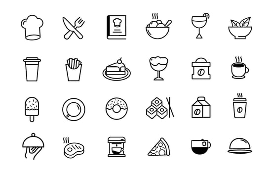 Food and drink icons set vector