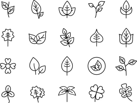 Leaf icons set in line style vector
