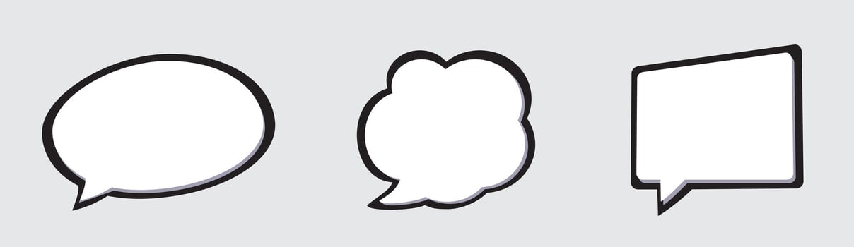 Three speech bubbles with different shapes on a white background vector