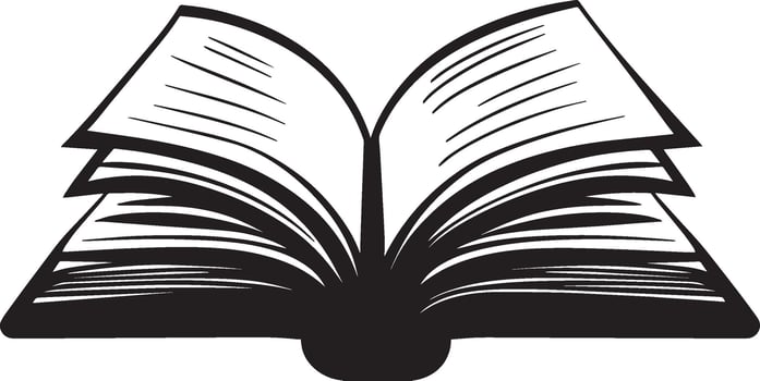 Flat Book Icon Design A straightforward black illustration depicting a book, ideal for use in various digital applications. vector