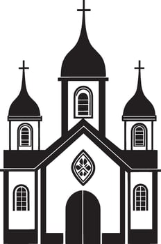 Church Icon Collection A series of minimalist black illustrations showcasing a variety of church buildings in a clean, flat design. vector