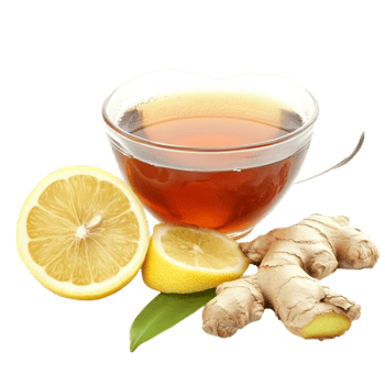 Lemon ginger beverage in a clear glass cupisolated on transparent background png