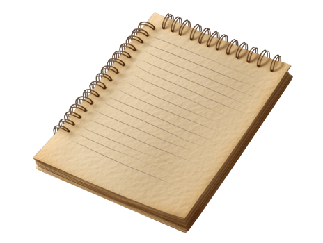 Notepad with blank pages ready for notes and sketches png