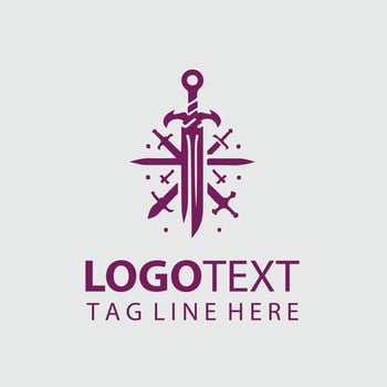 Inferno Edge sword logo design vector