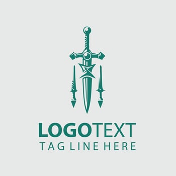 Thunder fang sword logo design vector