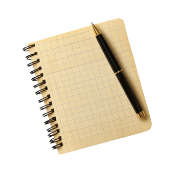 Black pen resting on a blank grid-pattern notebook png