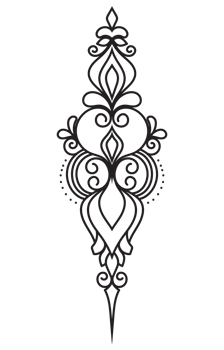 Intricate symmetrical mandala line art, bold black ink on a white background for tattoos. png