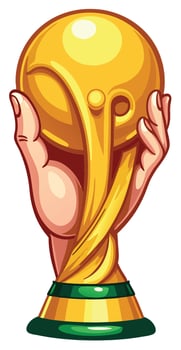 Hand holding a golden cup illustration vector