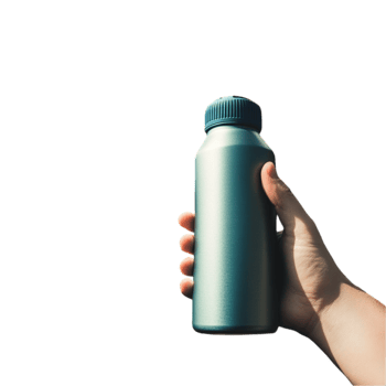 Hand holding reusable metal water containerisolated on transparent background png