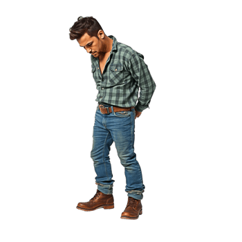 man standing in jeans and a plaid shirt png