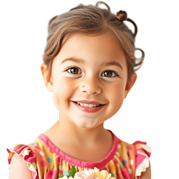 a little girl holding a bouquet of flowers png
